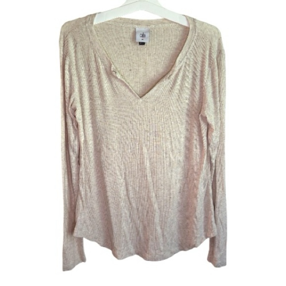 CAbi Women's Cream Long Sleeve V-Neck Top